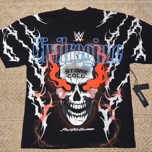 Civil Regime x WWE Stone Cold 3:16 Skull T-Shirt Black Medium Streetwear Tee NWT